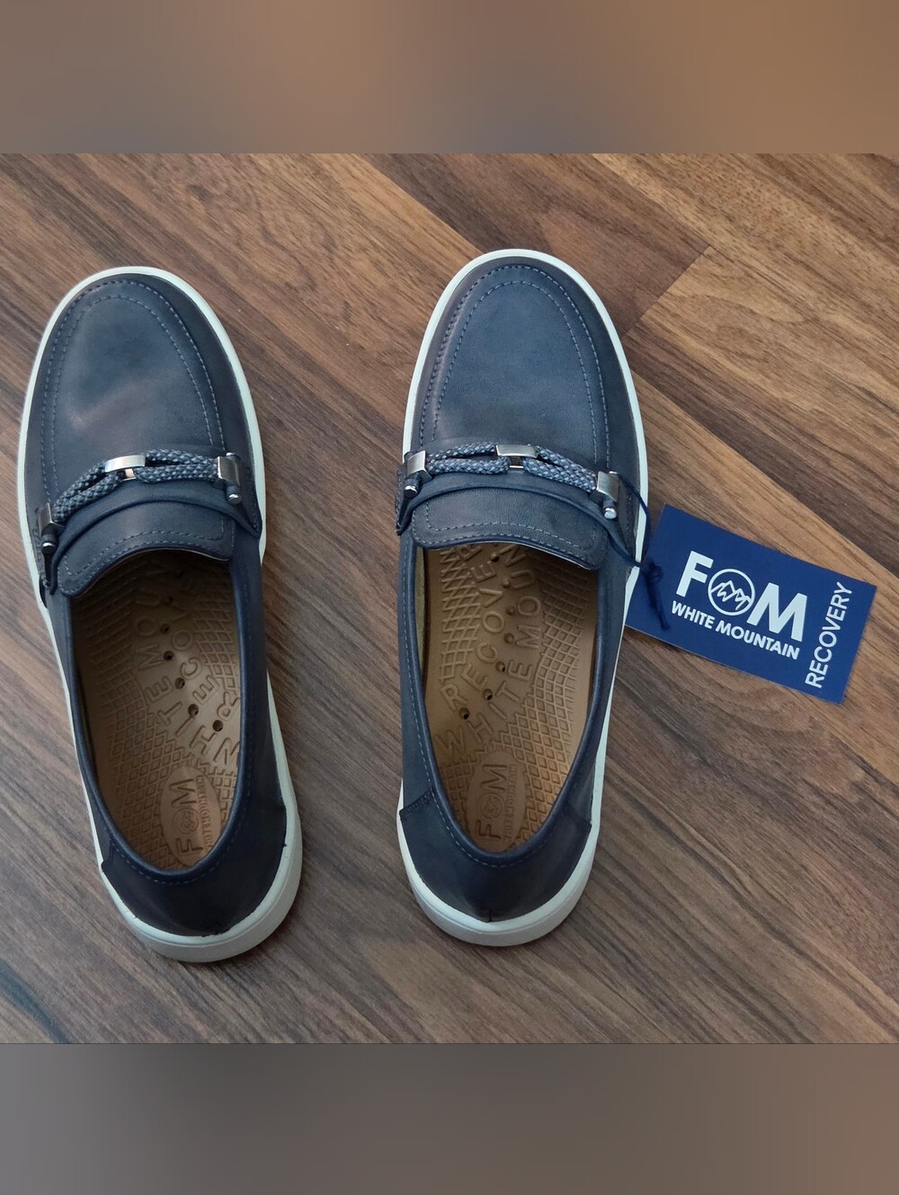 White Mountain Navy Blue Slip-On Loafers with Braided Accent - Picture 2 of 3